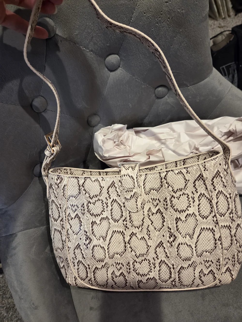 a new day Snake Print Shoulder Bag in Light Taupe